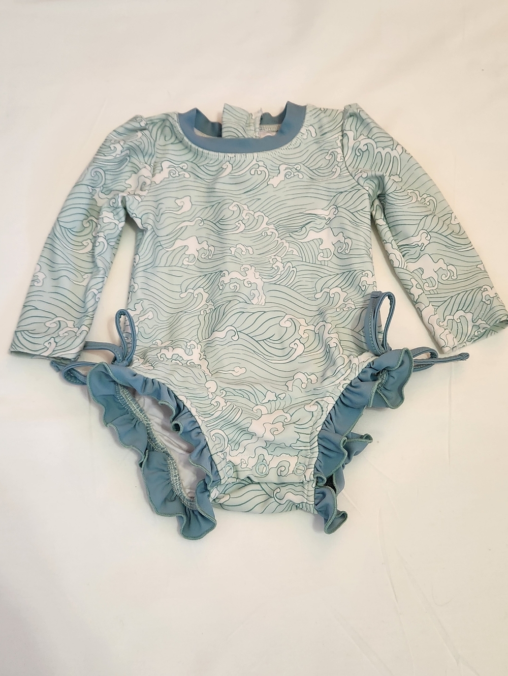 Caden Lane Baby Girls Long Sleeve Rash Guard Zipper Making Waves Ruffle 0-3 Mon